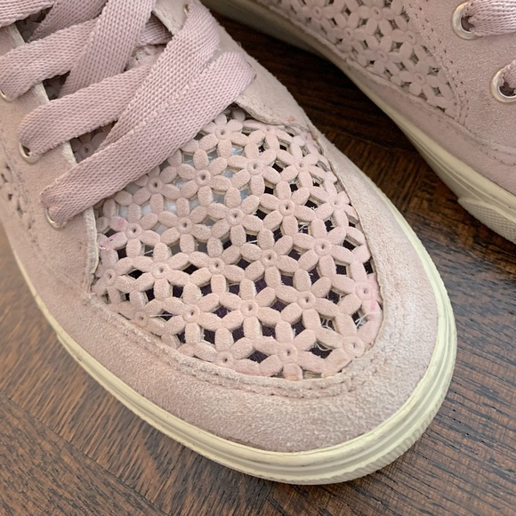 Blush coloured Lazer-cut suede “All-Star style” high top shoes - Picture 2 of 12